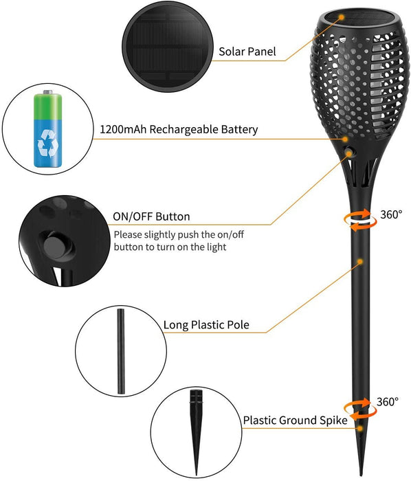 Garten Fackeln Solarleuchte Solar Fackel Garten Solar Flamme Lampe Fackel Solar Gartenlicht Auto EIN/Aus (Licht Sensor) und IP65 Wasserdicht