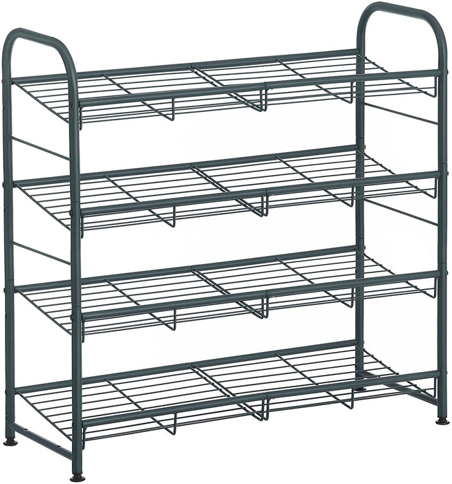 Schuhregal mit 4 Ablagen, stapelbarer Schuh-Organizer, für bis zu 16 Paar Schuhe, aus Stahl, 68,5 x 27,5 x 65 cm, für High Heels, Turnschuhe