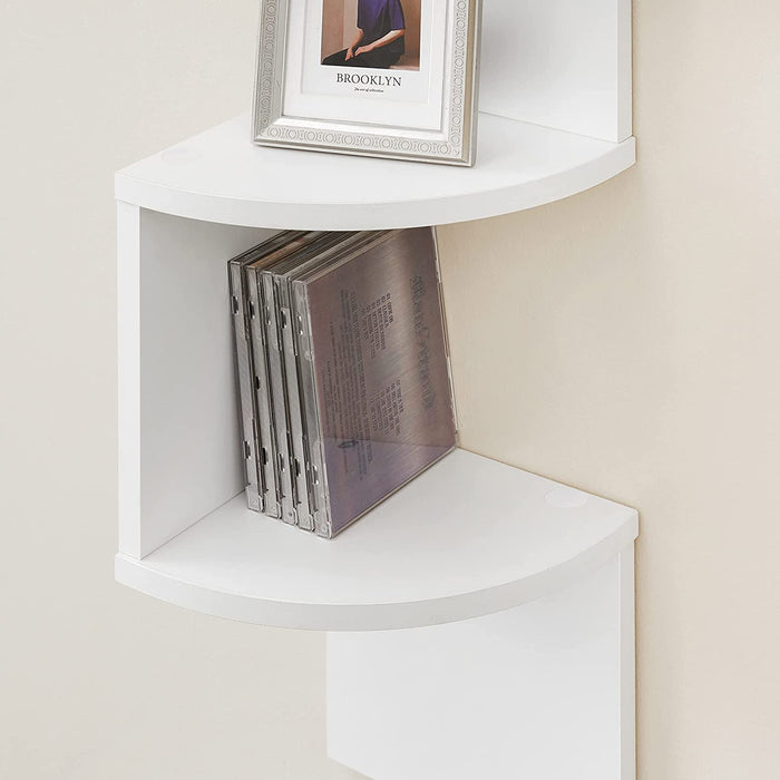 Eckregal, 5 Ebenen Hängeregal, Wandregal mit Zickzack-Design, Bücherregal, Weiß 20 x 20 x 127,5cm