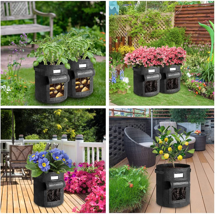 3 Stück Kartoffel Pflanzsack, 7 Gallonen Pflanzen Tasche mit Griffen, Blumen Pflanzbeutel, Große Gemüse Pflanzgefäße Töpfe Container für Garten