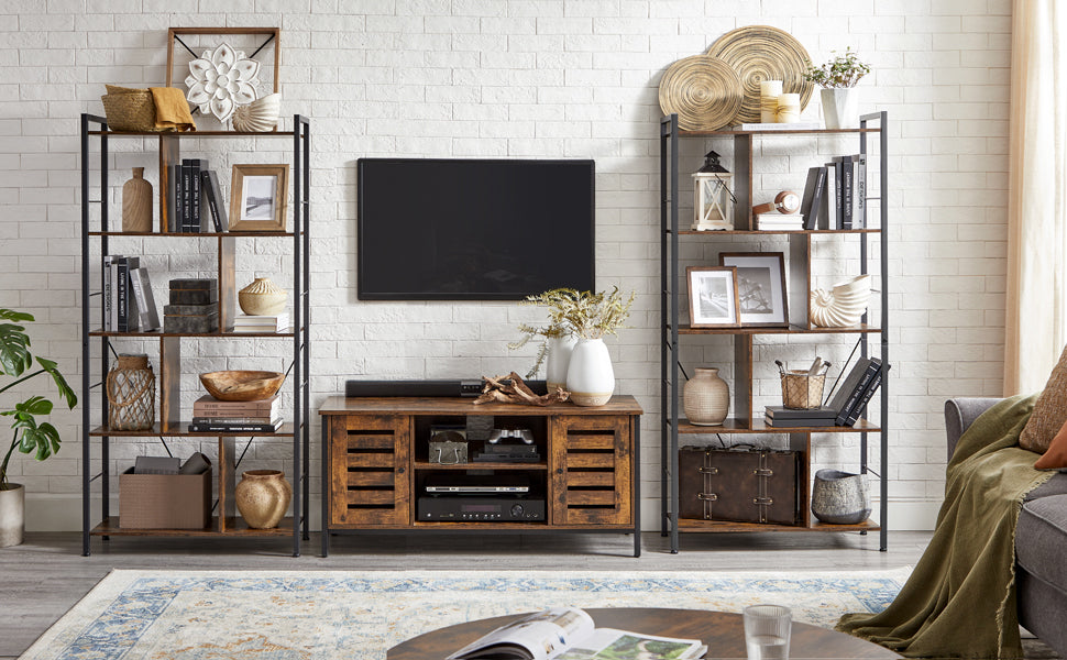 Bücherregal, Regal mit 5 Ebenen, Standregal, Büroregal, offene Fächer, Industrie-Design, für Wohnzimmer, Schlafzimmer, Büro, Arbeitszimmer