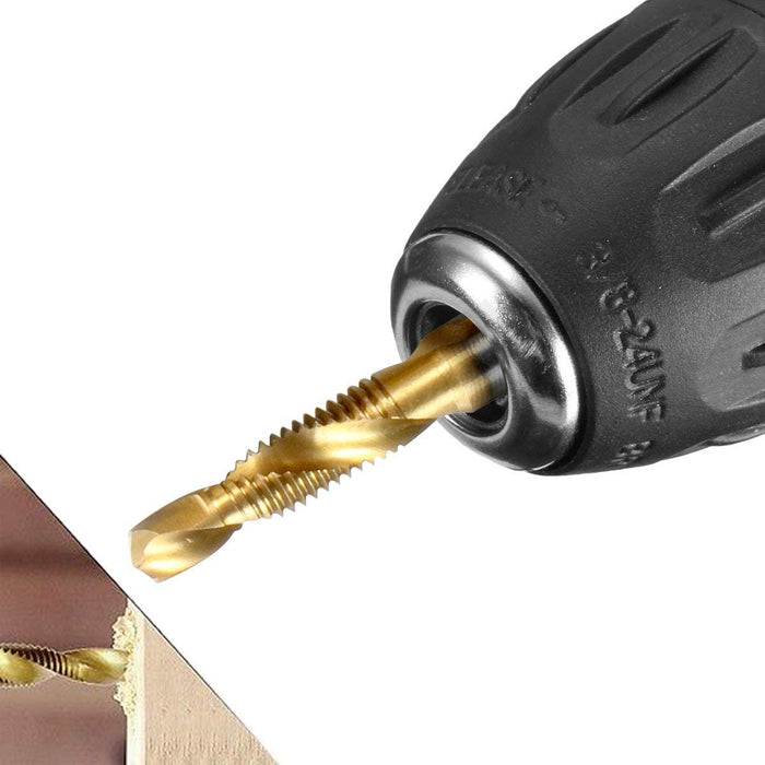 Kombi Bohrer Gewindebohrer, 6 tlg 1/4" HSS M3-M10 Schraube Sechskantschaft Senker Werkzeuge Maschinengewindebohrer Set