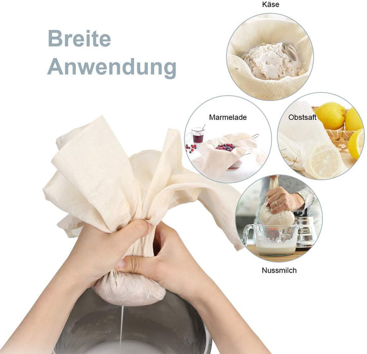 3 Stück Passiertuch Käsetuch Filtertuch Siebtuch Filter Tuch Tücher Set für Käse Beeren Nussmilch Suppe Obstsaft Joghurt Filtern Käseherstellung
