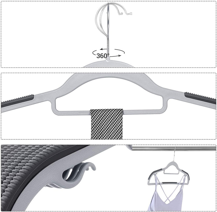 Kleiderbügel 30 Stück, Anzugbügel aus Kunststoff, gut belastbar, mit Anti-Rutsch Design, platzsparend, 0,6 cm Dicke, um 360° drehbarer Haken, 42 cm