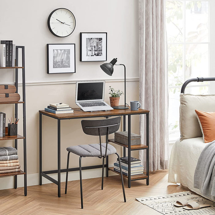 Schreibtisch, Computertisch, PC-Tisch, Bürotisch, mit 2 Ablagen auf der rechten oder linken Seite, fürs Büro, Wohnzimmer, Stahlgestell