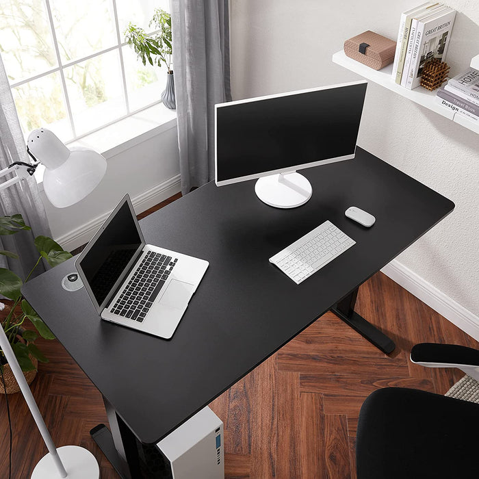 Höhenverstellbarer Schreibtisch elektrisch, Tischgestell, Schreibtischständer mit Motor, stufenlos verstellbar, 140 x 70 x (73-114) cm, Stahl schwarz