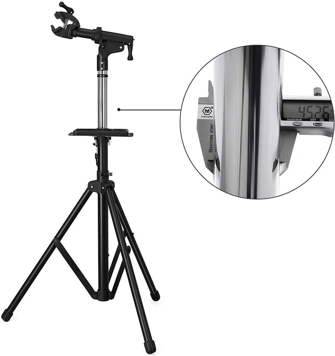 Schwerlast Fahrradmontageständer Reparaturständer mit große Werkzeugablage, Arm aus Aluminiumlegierung, vollen Funktionen für Fahrradreparatur