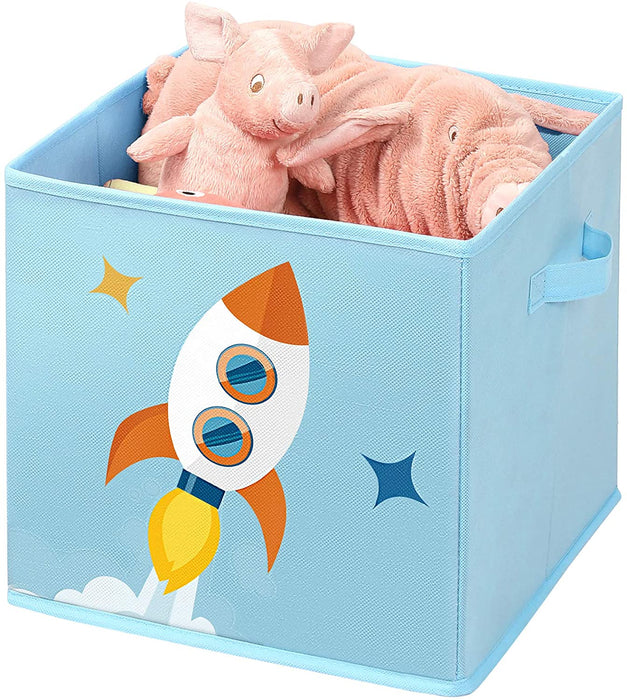 Aufbewahrungsbox kinder, 3er Set, Stoffboxen, 30 x 30 x 30 cm, Spielzeugbox, faltbar, mit 2 Griffen, für Kinderzimmer, Spielzimmer, Schlafzimmer, blau