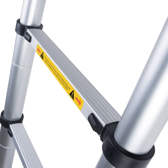 3,2M Teleskopleiter, Rutschfester Klappleiter Stehleiter Mehrzweckleiter aus hochwertiges Aluminium, 150 kg/330 Pfund Belastbarkeit, Schwarz