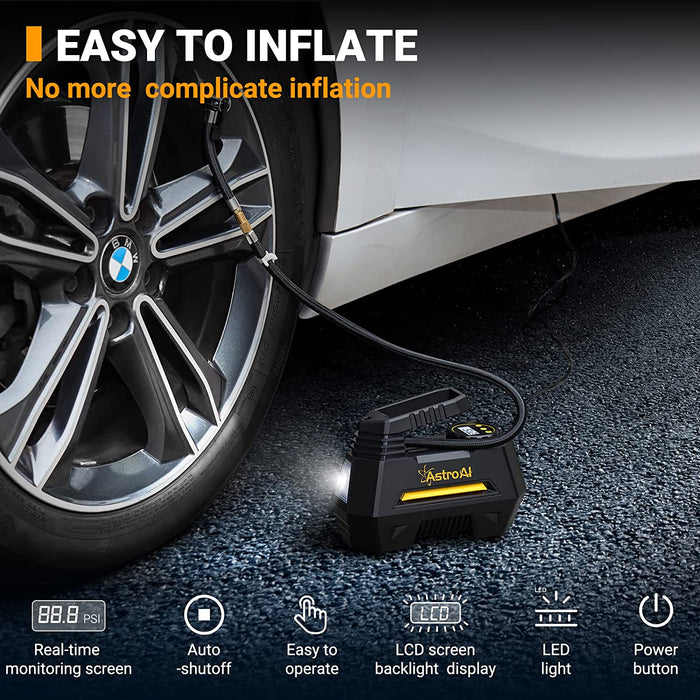 Luftkompressor, Auto Luftpumpe Elektrisch Digital Portable Kompressor 12V mit LCD Bildschirm,35L/Min aufpumpen, für Auto, Fahrrad, Motorrad, Ball