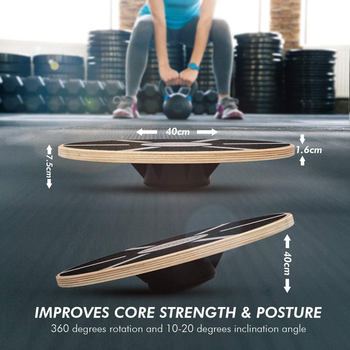 Wackelbrett Balance Board Holz Durchmesser 40cm Gleichgewicht Board- professionel für die Übung, Gym, Sport Performance Enhancement, Rehab Ausbildung
