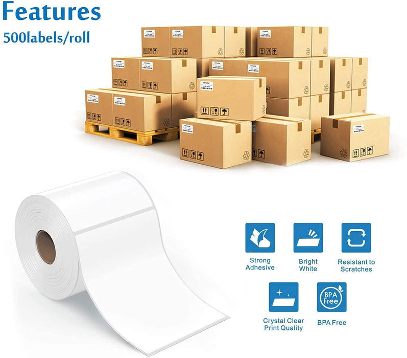 4x6 Thermodirektversand Etiketten Thermoetikettendrucker Etikett -und Etikettenhalter, Etikettendruckern 1000 Stück Rollenetikett + Etikettenhalter