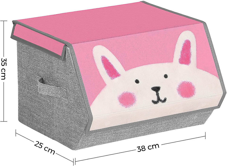 Aufbewahrungsboxen, 3er Set, Faltboxen, Stoffboxen mit Griffen, Spielzeug-Organizer, magnetischer Deckel, für Kinderzimmer, Spielzimmer, Tier-Motive