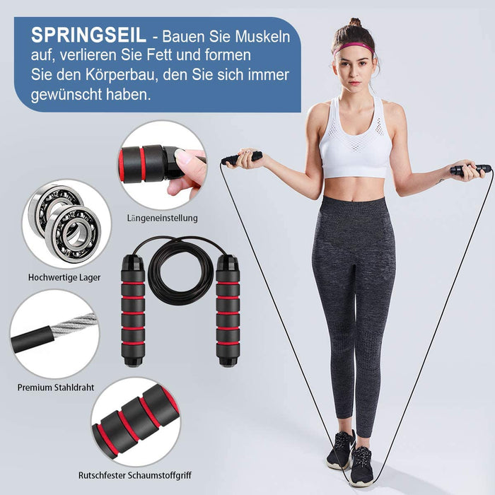 Bauchroller, Bauchtrainer ab Roller, Bauchmuskeltrainer ab Wheel Set, mit Fitnessband, Springseil, Hochschieben Griffe, Abbildung 8 Fitnessbänder