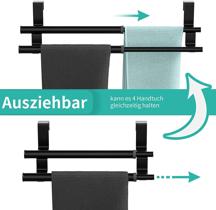 Handtuchhalter Tür, Geschirrtuchhalter Handtuchstange Teleskop für Küche und Badezimmer, an Schublade und Schranktür Handtuchklemme ohne Bohren