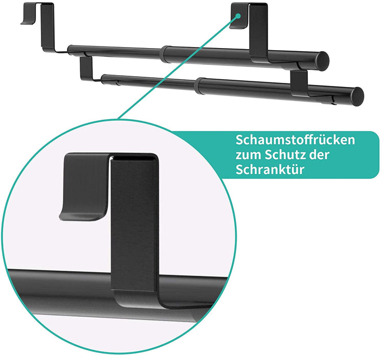 Handtuchhalter Tür, Geschirrtuchhalter Handtuchstange Teleskop für Küche und Badezimmer, an Schublade und Schranktür Handtuchklemme ohne Bohren