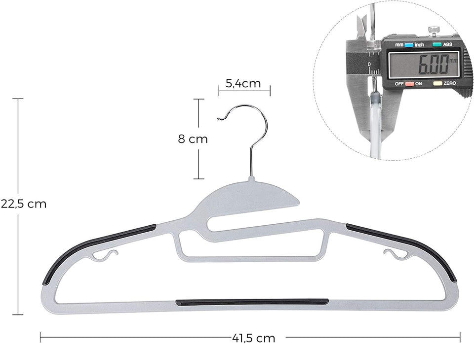 Kleiderbügel, 20 Stück, Anzugbügel aus Kunststoff, gut belastbar, S-Form-Öffnung, rutschfest, Dicke 0,5 cm, platzsparend, um 360° drehbarer Haken