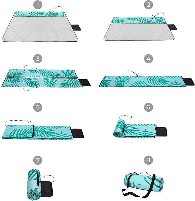 Picknickdecke, 150 x 200 cm große Stranddecke, Campingdecke, wasserdichte Unterseite, maschinenwaschbar, faltbar, für Garten, Park, Strand, Camping