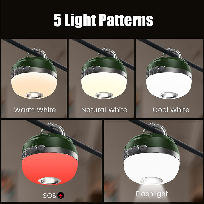 Camping Lampe mit RGB Farbwechsel, LED Camping Laterne mit 5200mAh USB Aufladbar, 6 Helligkeiten Leuchtmodi & Eingebauter Starker Magnet & Stufenlos