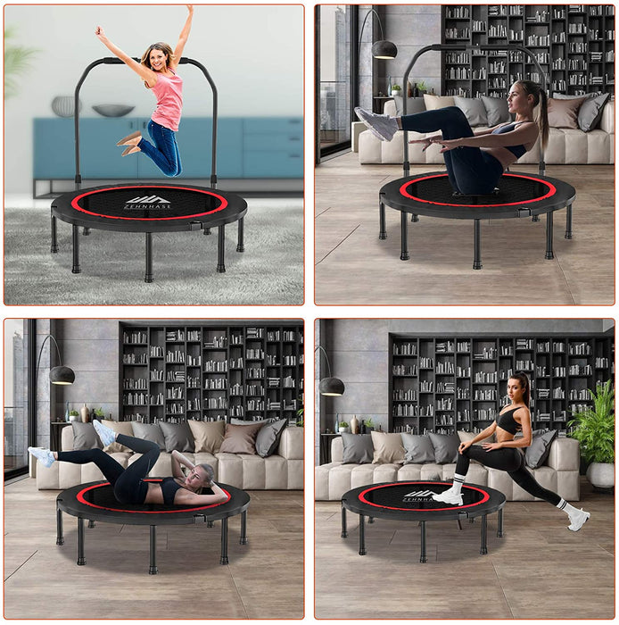 Fitness-Trampolin faltbar, für Erwachsene, Trampolin, für den Innen- und Außenbereich, für Training, Fitness, Indoor, Garten, 38 Zoll, Traglast 150 kg