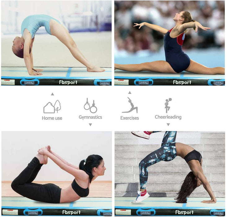 Airtrack Matte,10cm Hoch Verdicken 3m Tumbling Matte, Gymnastikmatte mit Luftpumpe, Trainingsmatte mit Tragetasche, Turnmatte Zuhause, Outdoor, Yoga