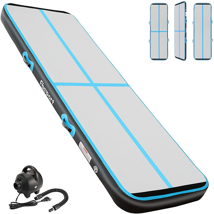 Airtrack Matte,10cm Hoch Verdicken 3m Tumbling Matte, Gymnastikmatte mit Luftpumpe, Trainingsmatte mit Tragetasche, Turnmatte Zuhause, Outdoor, Yoga