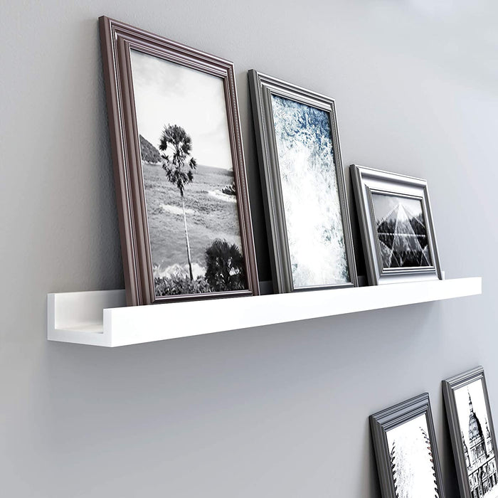 Wandregal Schweberegale für Fotorahmen und Bücher, 110 x 10 cm, Modernes Regal Weiß