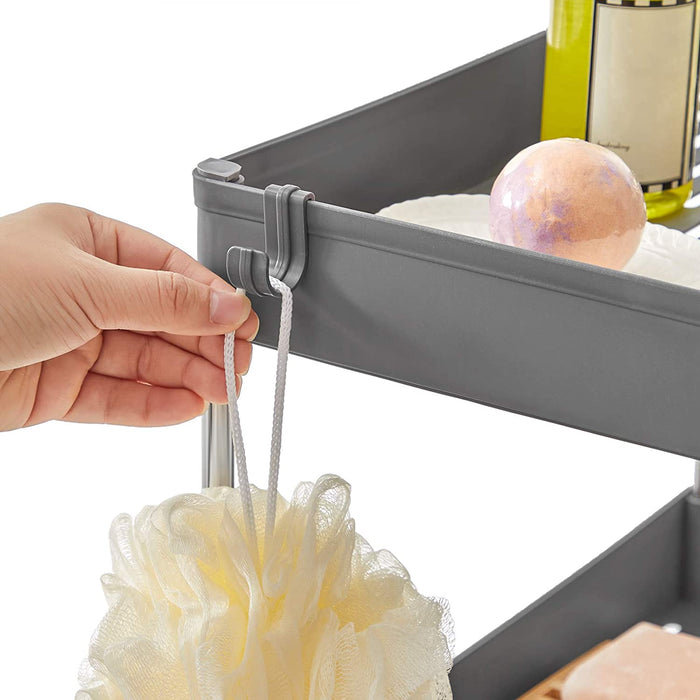 Rollwagen, Küchenwagen mit 4 Ebenen, Küchenregal, Nischenregal auf Rollen, Badregal, platzsparend, 40 x 22 x 86 cm, grau