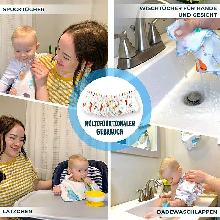 Baby Musselin Waschlappen aus Baumwolle 18 Stück, Kinderservietten, Baby Handtücher Set für Neugeborene, Weiche Baby Gesichtstücher und Badetuch