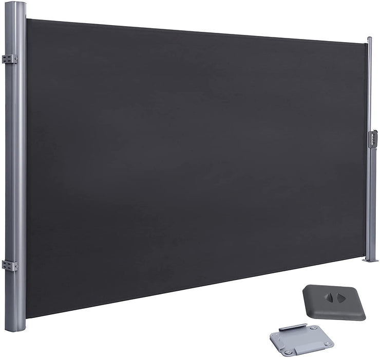 Seitenmarkise, ausziehbar, 160 x 350 cm, Sichtschutz, Sonnenschutz, Blickdicht, Seitenrollo, für Balkon, Terrasse, Garten, anthrazit