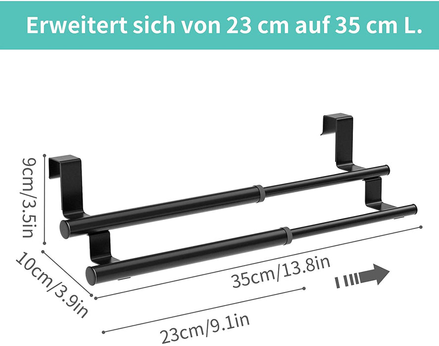 Handtuchhalter Tür, Geschirrtuchhalter Handtuchstange Teleskop für Küche und Badezimmer, an Schublade und Schranktür Handtuchklemme ohne Bohren