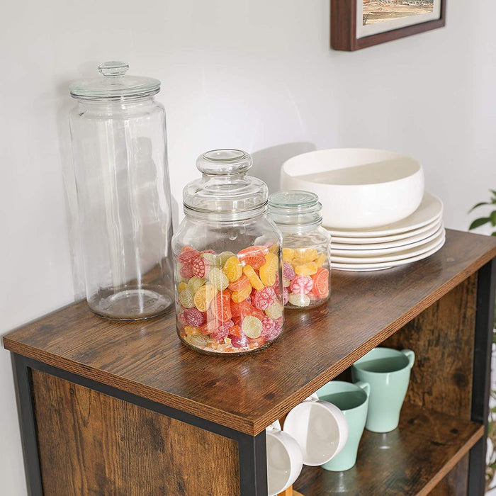 Bücherregal, Bücherschrank, Büroregal, Küchenschrank mit 2 offenen Fächern, Regalebene im Schrank verstellbar, multifunktional, Industrie-Design