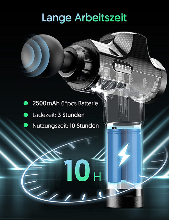 Massagepistole Massagegerät, Leistungsstarke 14MM Tiefengewebe Massage Gun 30 Geschwindigkeiten Massage Pistole Elektrisch mit 7 Köpfe