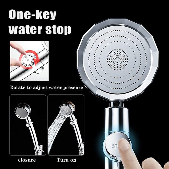 Duschkopf, Hochdruck Duschkopf, Handbrause mit visuelle Turbofan-Schaufeln,360° Drehbarer Shower Head, Wassersparend Brausekopf (Golden)