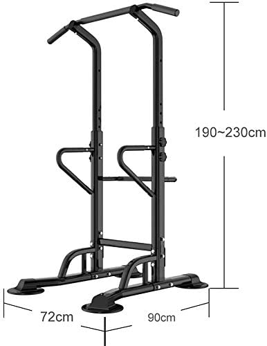Power Tower mit Dip Station, multifunktionale Kraftstation Kraftturm Trainingsgerät Klimmzugstange und Liegestützgriffe, höhenverstellbar 190-230cm