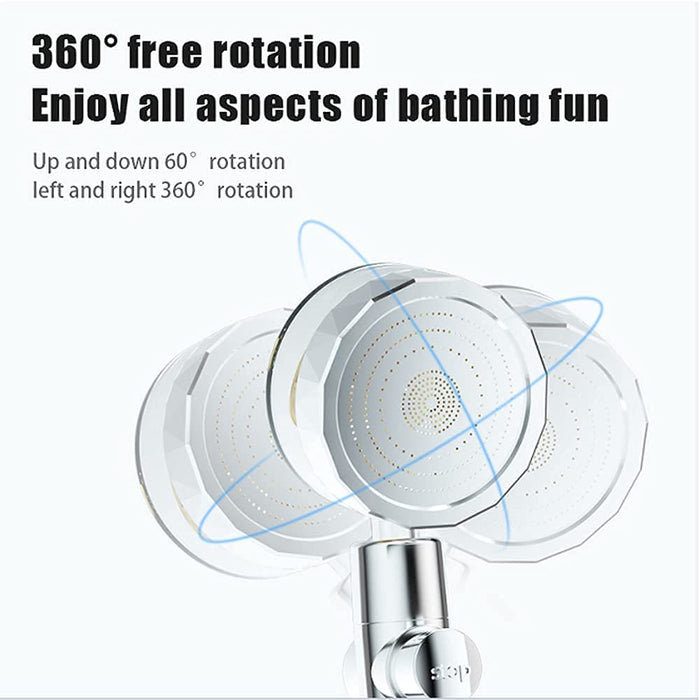 Duschkopf, Hochdruck Duschkopf, Handbrause mit visuelle Turbofan-Schaufeln,360° Drehbarer Shower Head, Wassersparend Brausekopf (Golden)