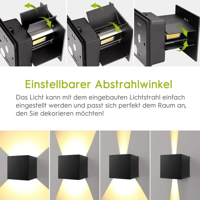 Innen Außen LED Wandlampe Wandleuchte 12W 2700k-2900K Warmweiß Außenleuchte 2 Pcs Wandbeleuchtung AILUKI LED Außenwandleuchte