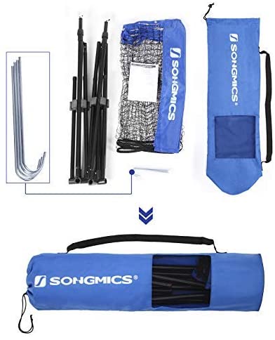 Badmintonnetz, Tennisnetz, höhenverstellbar, Set bestehend aus Netz, stabilem Eisen-Gestell und Transporttasche