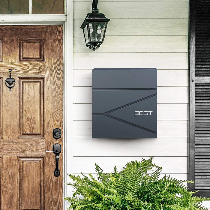 Briefkasten, abschließbarer Wandbriefkasten, mit Zeitungsfach, einfache Montage, modern, anthrazit
