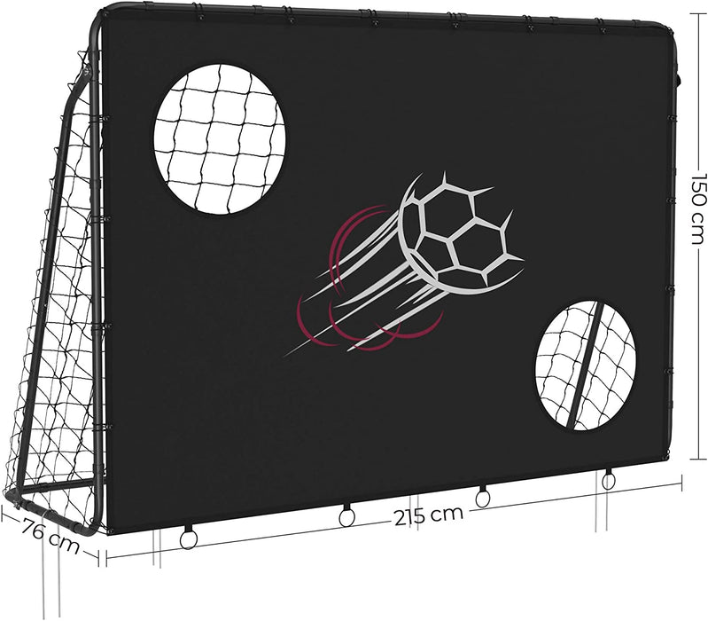 Fußballtor für Kinder, mit Torwand, schnelle Montage, Garten, Park, Strand, Eisenrohre und PE-Netz, schwarz