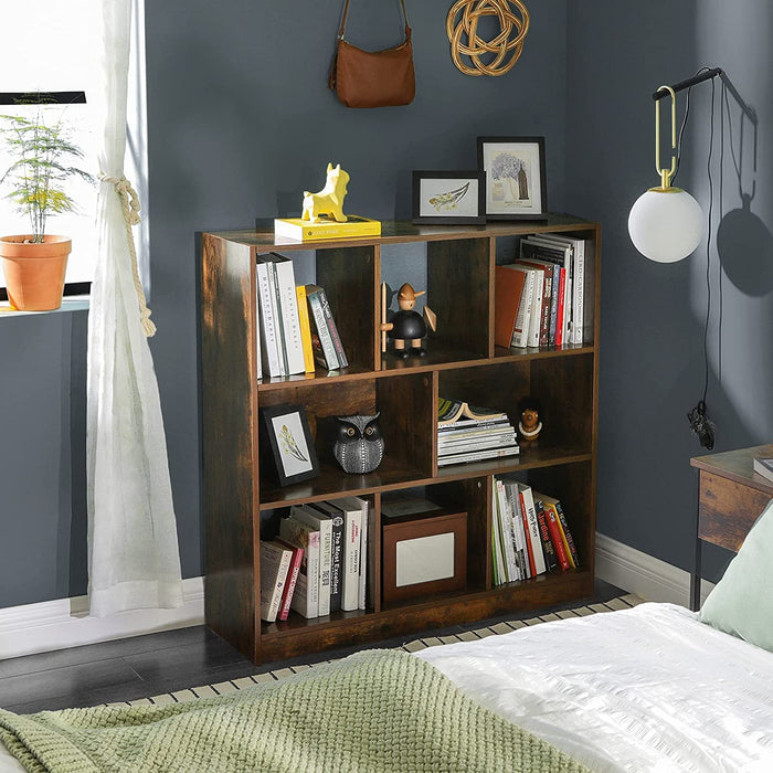 Bücherregal, Würfelregal, Standregal, mit offenen Fächern, für Wohnzimmer, Arbeitszimmer, Kinderzimmer, Büro, als Raumteiler, 97,5 x 30 x 100 cm