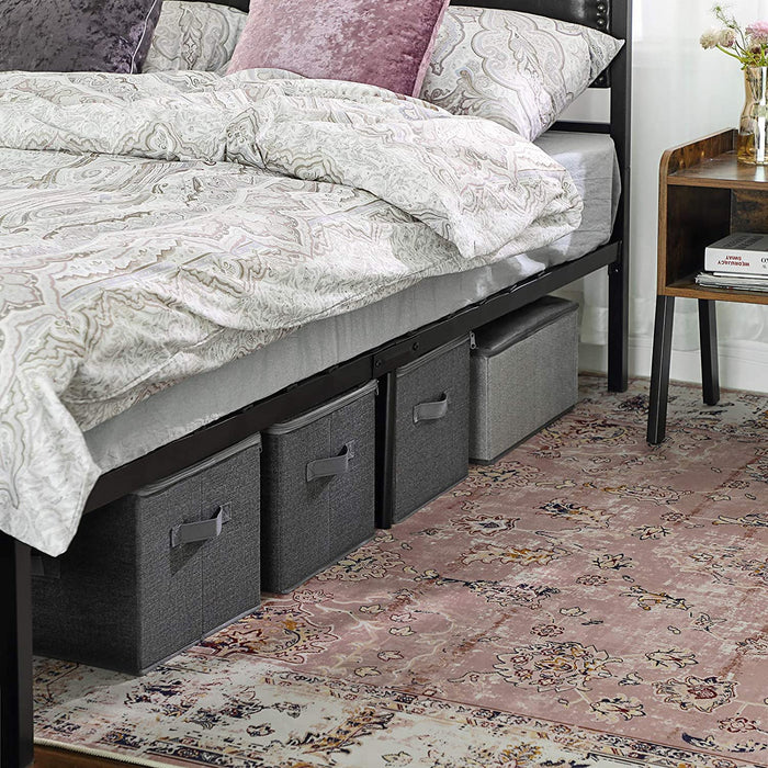 Aufbewahrungsbox mit Deckel, 3er Set, faltbare Stoffbox mit Griffen, Aufbewahrung für Kleidung und Spiegelzeug, grau