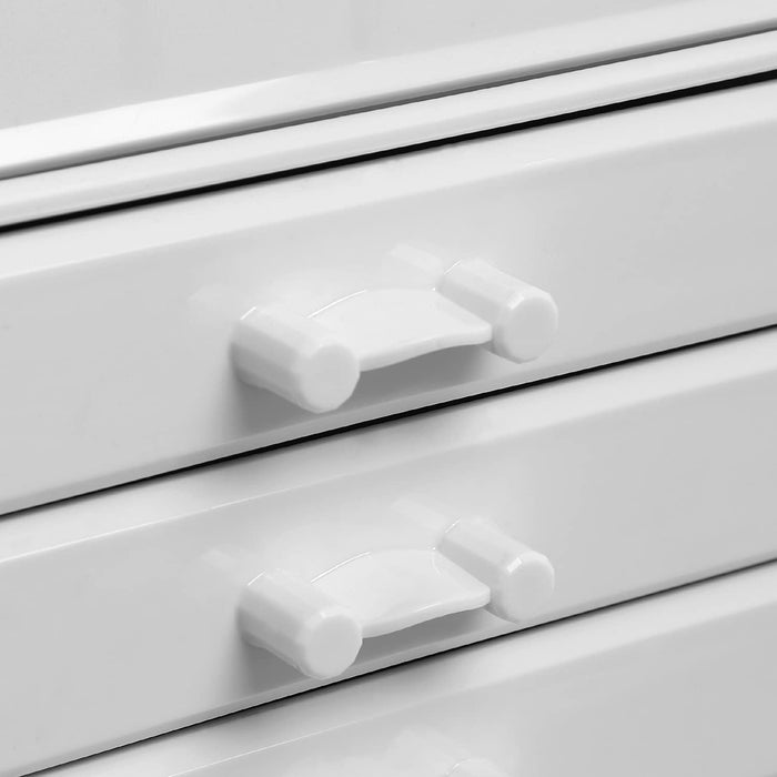 Make-up, Kosmetik-Organizer mit 4 Schubladen und 16 Fächern in unterschiedlichen Größen, rutschfeste Einlagen, für Schminke und Schmuck, weiß