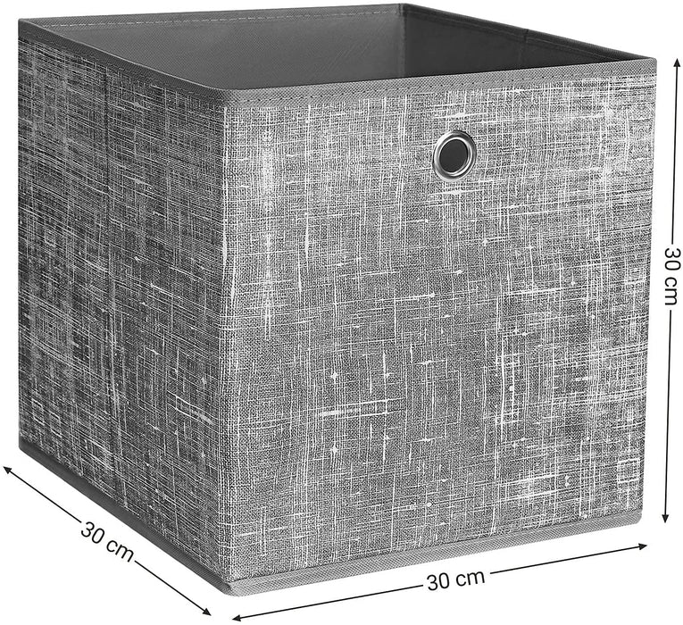 Aufbewahrungsboxen, 30 x 30 x 30 cm, faltbare Stoffboxen, 6er Set, Vliesstoff, Würfel, Aufbewahrungskörbe, Organizer für Spielzeug, grau meliert