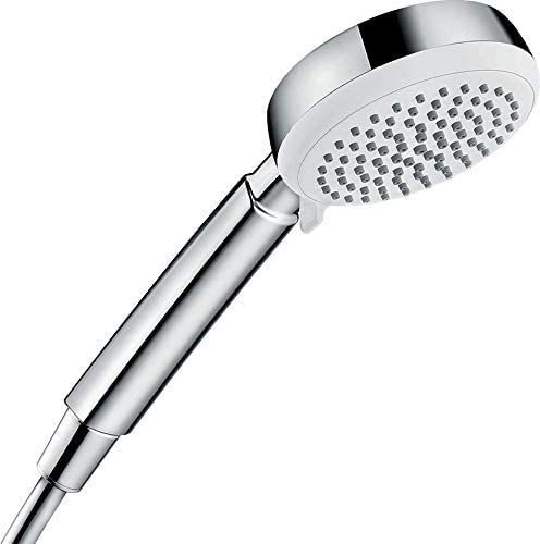 hansgrohe wassersparender Duschkopf, Duschbrause, 4 Strahlarten, Antikalk-Funktion, WeißChrom