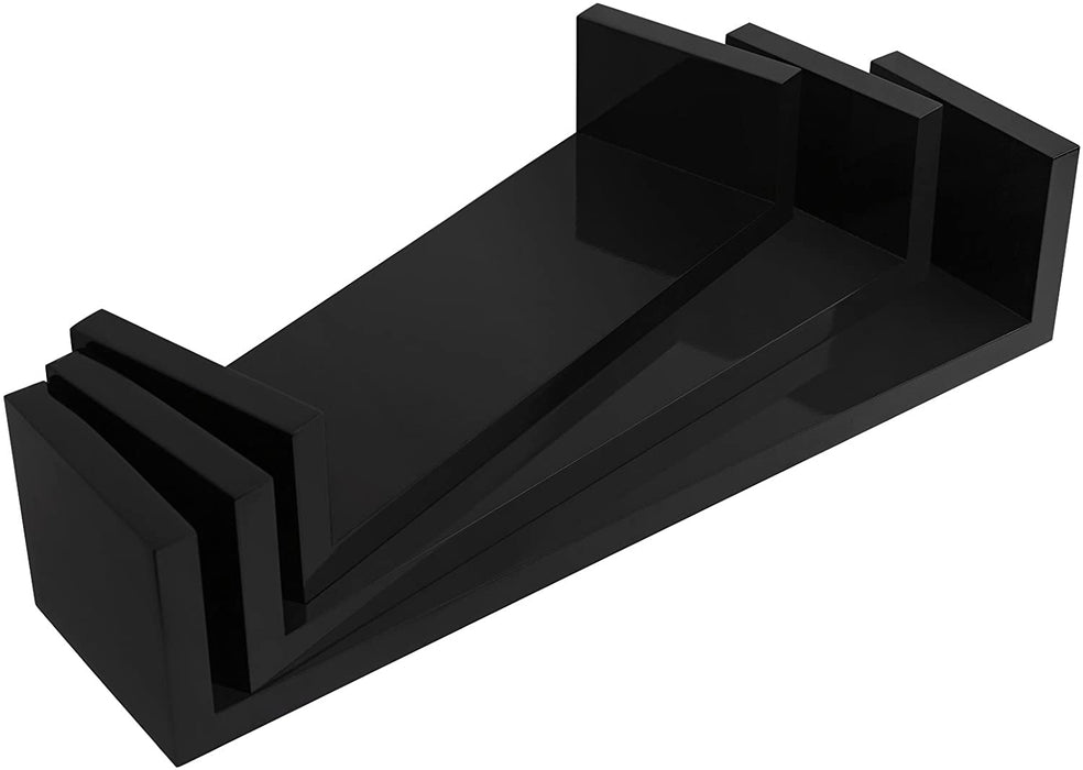 Wandregal, 3er Set, Schweberegal, 30/35/40 cm, Hochglanzoberfläche, dekorativ, kreativ, für Schlafzimmer, Wohnzimmer, Küche und Flur, schwarz