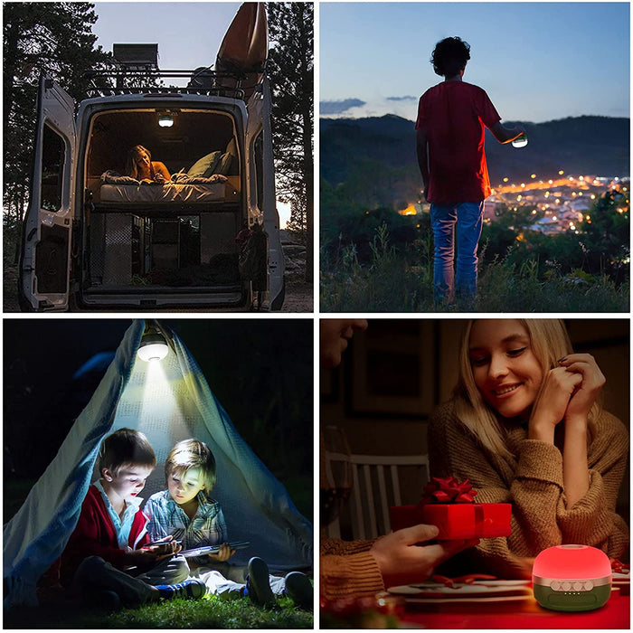 Camping Lampe mit RGB Farbwechsel, LED Camping Laterne mit 5200mAh USB Aufladbar, 6 Helligkeiten Leuchtmodi & Eingebauter Starker Magnet & Stufenlos