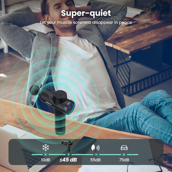 Massagepistole, Tiefen Muskel Massagegerät mit 10 Massageköpfen und 30 Geschwindigkeiten, Deep Tissue Massage Gun mit LCD-Touchscreen