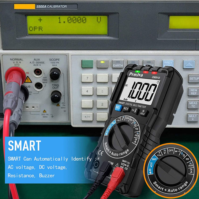 Digitaler Multimeter, Preciva Digitales Mehrfachmessgerät Vielfachmessgerät mit Smart TEST und NCV TEST, Strommessgerät CAT Ⅲ 600 V