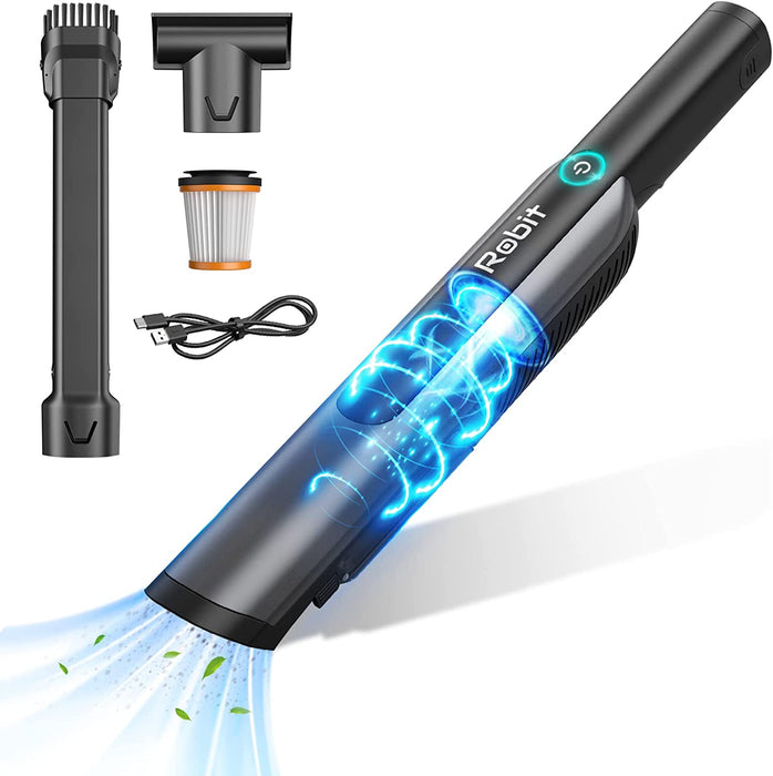 Handstaubsauger Akku Beutellos, Robit 17000Pa, kabellos, 3-in-1-Spaltdüse,90W Autostaubsauger mit 2200mAh Li-lonen Akku&30 Minuten Laufzeit für Auto Zuhause Wohnmobil Tierhaare - Staubsauger
